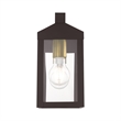 Livex Lighting Nyack 1-Light Brass & Glass Outdoor Wall Lantern in Bronze