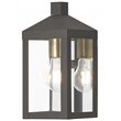 Livex Lighting Nyack 1-Light Brass & Glass Outdoor Wall Lantern in Bronze