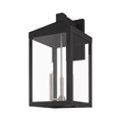 Livex Lighting Nyack 3-Light Brass & Glass Outdoor Wall Lantern in Black