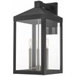 Livex Lighting Nyack 3-Light Brass & Glass Outdoor Wall Lantern in Black