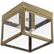 Livex Lighting Nyack 2 Light Outdoor Ceiling Mount in Antique Brass