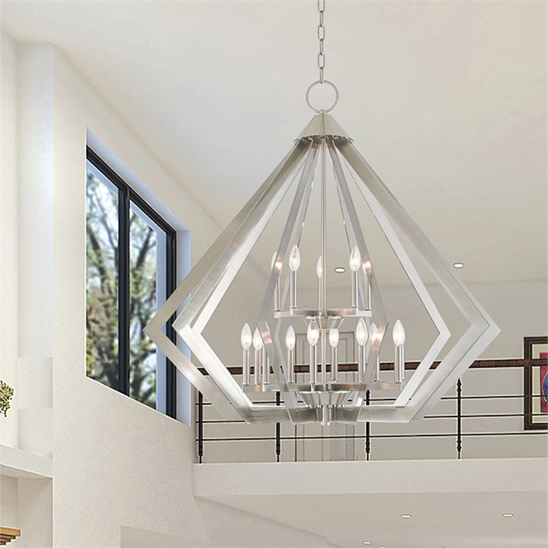 Livex Lighting Prism 15 Light Foyer Chandelier in Brushed Nickel