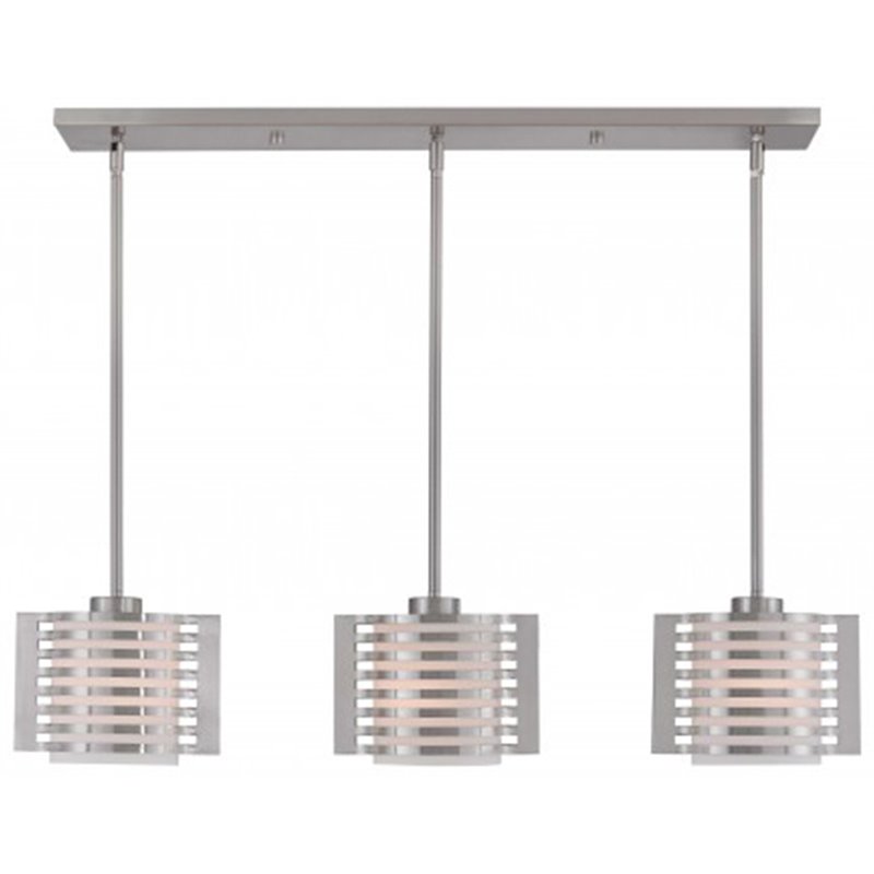 Livex Lighting Hilliard 3 Light Linear Chandelier in Brushed Nickel