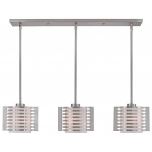 Livex Lighting Hilliard 3 Light Linear Chandelier in Brushed Nickel
