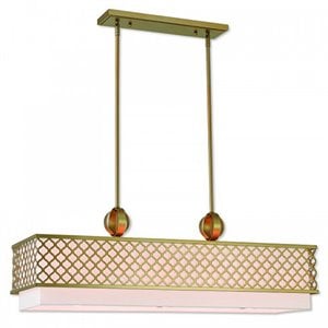 Livex Lighting Arabesque 9 Light Linear Chandelier in Soft Gold