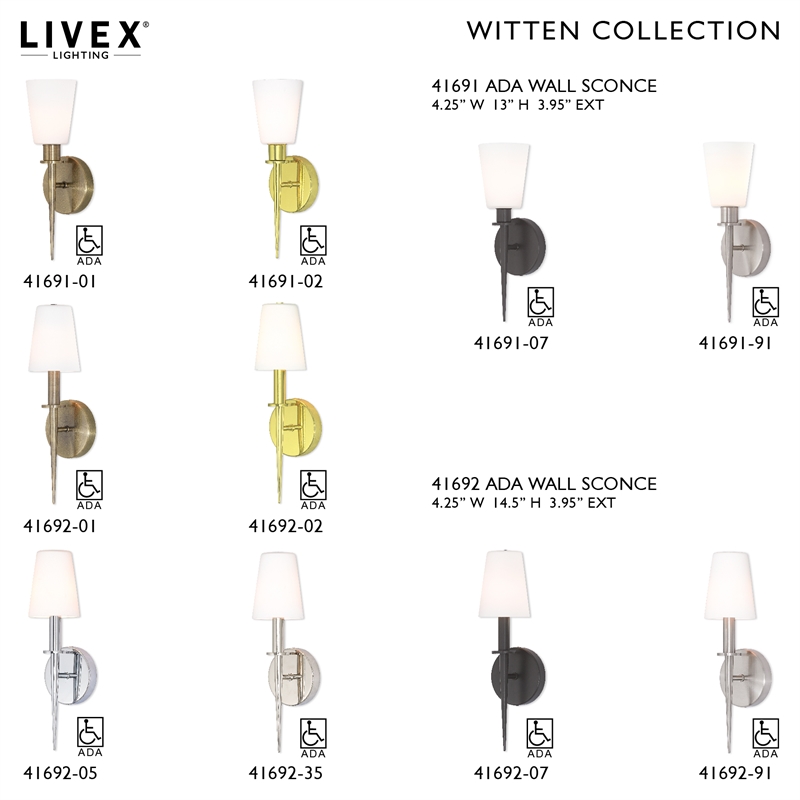 Livex Lighting Witten 1-Light Transitional Metal Wall Sconce in Polished Chrome