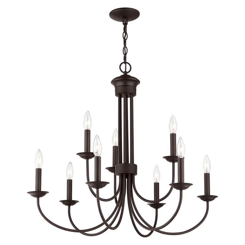 Livex Lighting Estate 9 Light Chandelier in Bronze