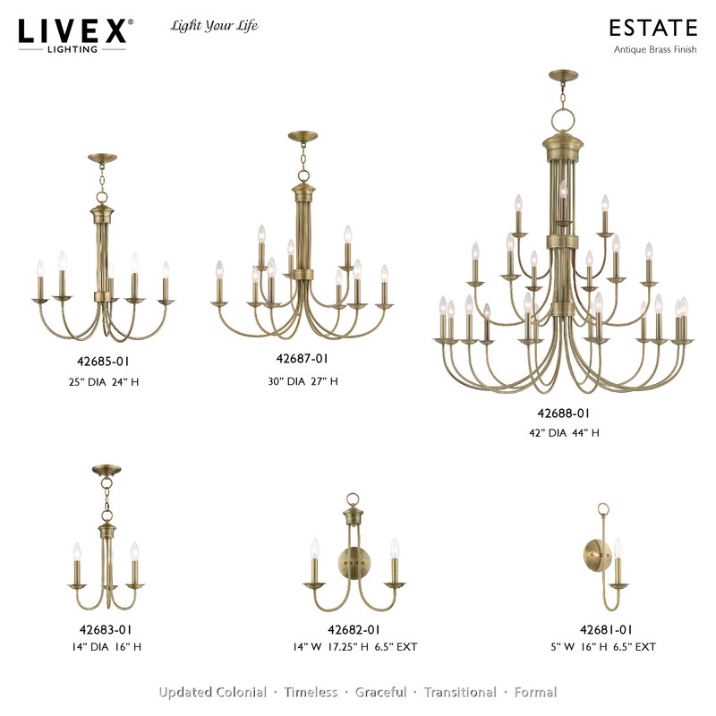 Livex Lighting Estate 15 Light Foyer Chandelier in Antique Brass