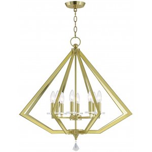 Livex Lighting Diamond 8 Light Chandelier in Polished Brass