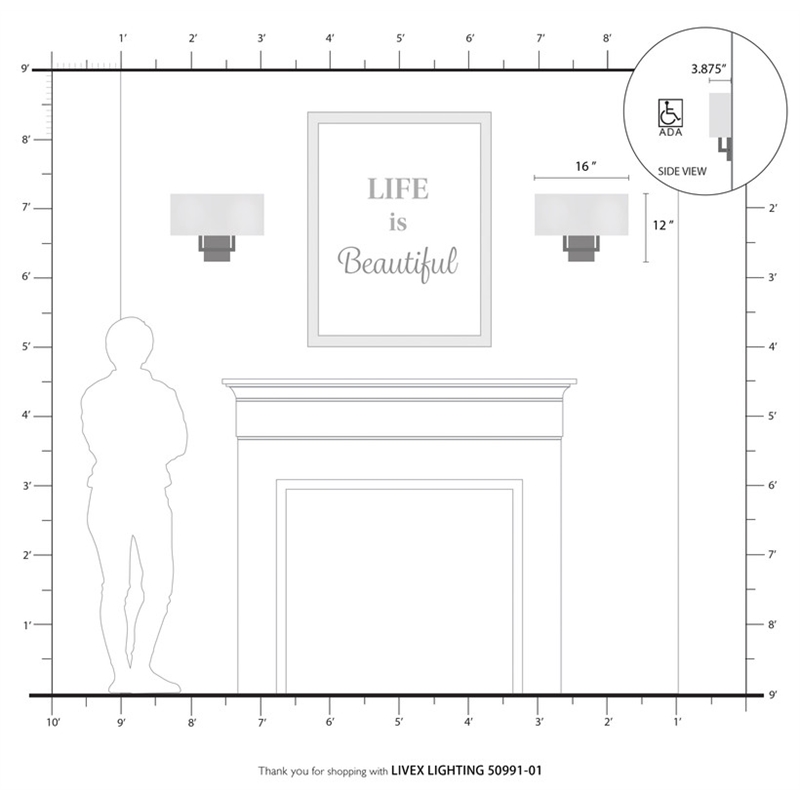 Livex Lighting Pierson 2 Light ADA Wall Sconce in Antique Brass