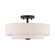 Livex Lighting Monroe 3-Light Metal/Fabric Ceiling Mount in English Bronze