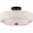 Livex Lighting Monroe 3-Light Metal/Fabric Ceiling Mount in English Bronze