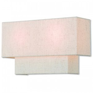 Livex Lighting 2-Light Metal & Fabric ADA Wall Sconce in English Bronze/Oatmeal