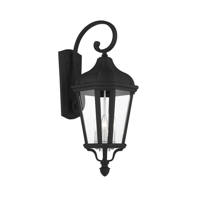 Livex Lighting Morgan 3 Light Outdoor Wall Lantern in Textured Black