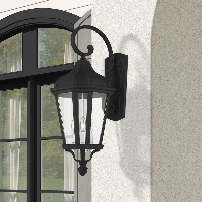 Livex Lighting Morgan 3 Light Outdoor Wall Lantern in Textured Black