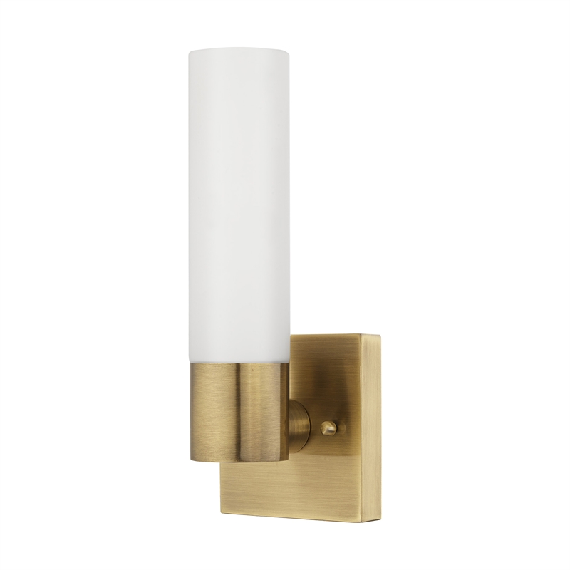 Livex Lighting Aero 1-Light Twist Lock Glass/Metal Wall Sconce in Antique Brass
