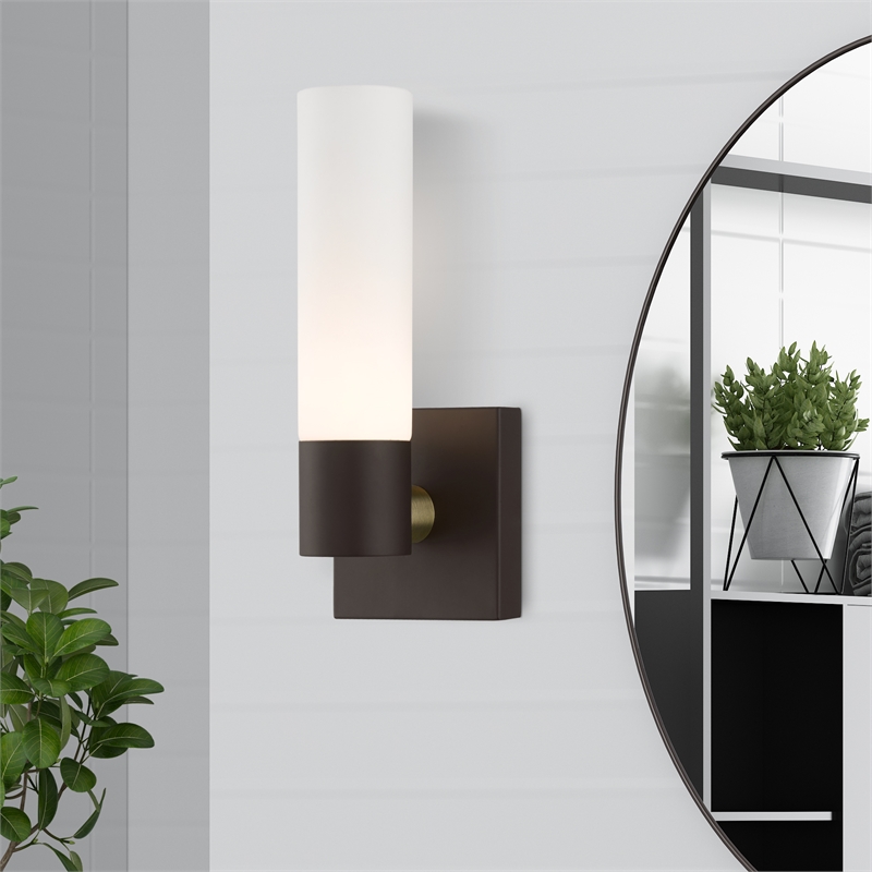 Livex Lighting Aero 1-Light Twist Lock Metal Single Sconce in Bronze