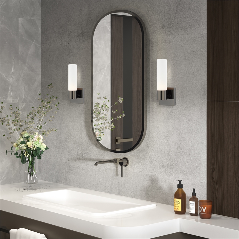Livex Lighting Aero 1-Light Twist Lock Glass/Metal Wall Sconce in Black Chrome