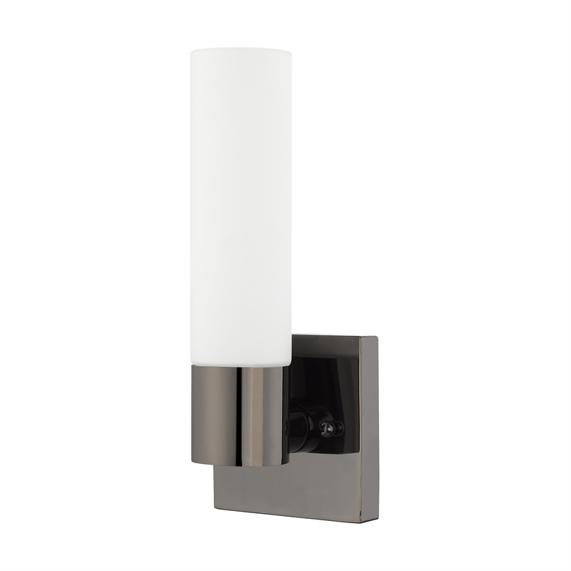 Livex Lighting Aero 1-Light Twist Lock Glass/Metal Wall Sconce in Black Chrome