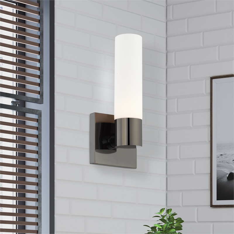 Livex Lighting Aero 1-Light Twist Lock Glass/Metal Wall Sconce in Black Chrome