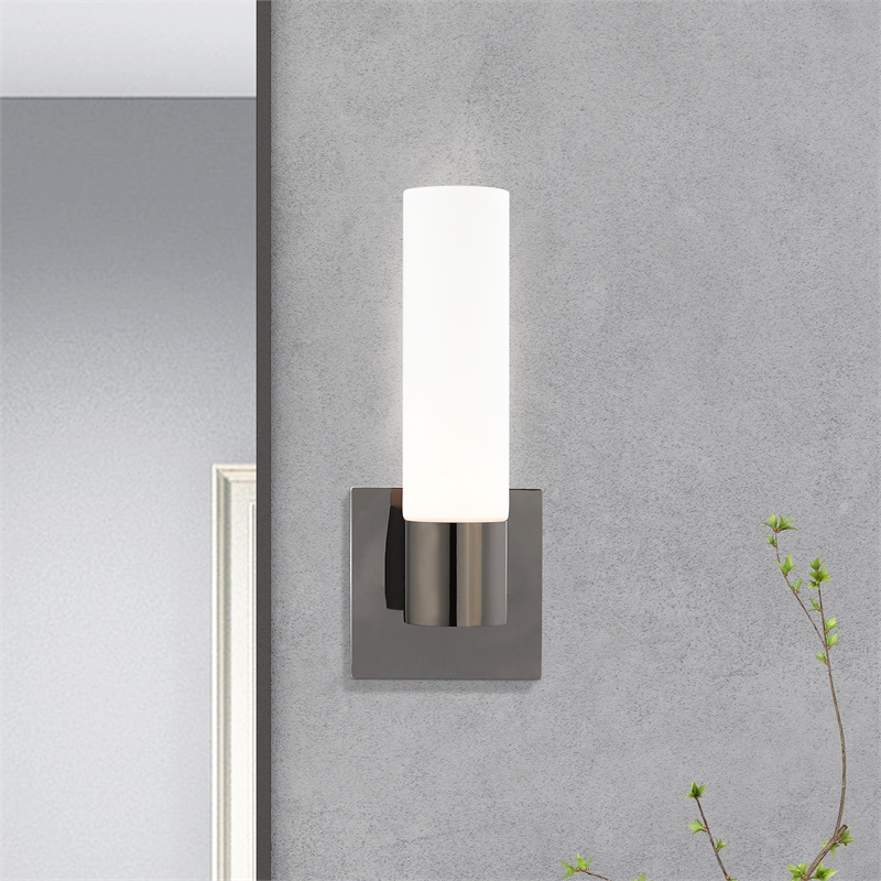 Livex Lighting Aero 1-Light Twist Lock Glass/Metal Wall Sconce in Black Chrome