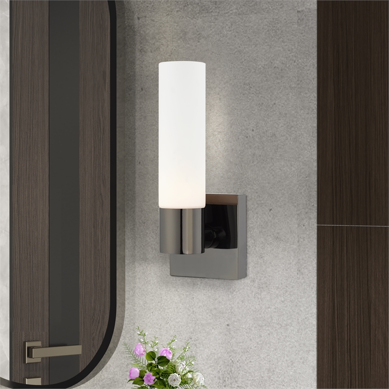 Livex Lighting Aero 1-Light Twist Lock Glass/Metal Wall Sconce in Black Chrome