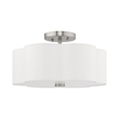 Livex Lighting Chelsea 3-Light Metal & Fabric Ceiling Mount in Brushed Nickel