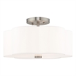 Livex Lighting Chelsea 3-Light Metal & Fabric Ceiling Mount in Brushed Nickel