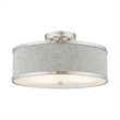 Livex Lighting Park Ridge 3-Light Metal & Fabric Semi Flush in Brushed Nickel