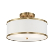 Livex Lighting Park Ridge 2-Light Metal & Fabric Ceiling Mount in Antique Brass