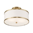 Livex Lighting Park Ridge 2-Light Metal & Fabric Ceiling Mount in Antique Brass