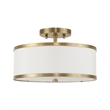 Livex Lighting Park Ridge 2-Light Metal & Fabric Ceiling Mount in Antique Brass