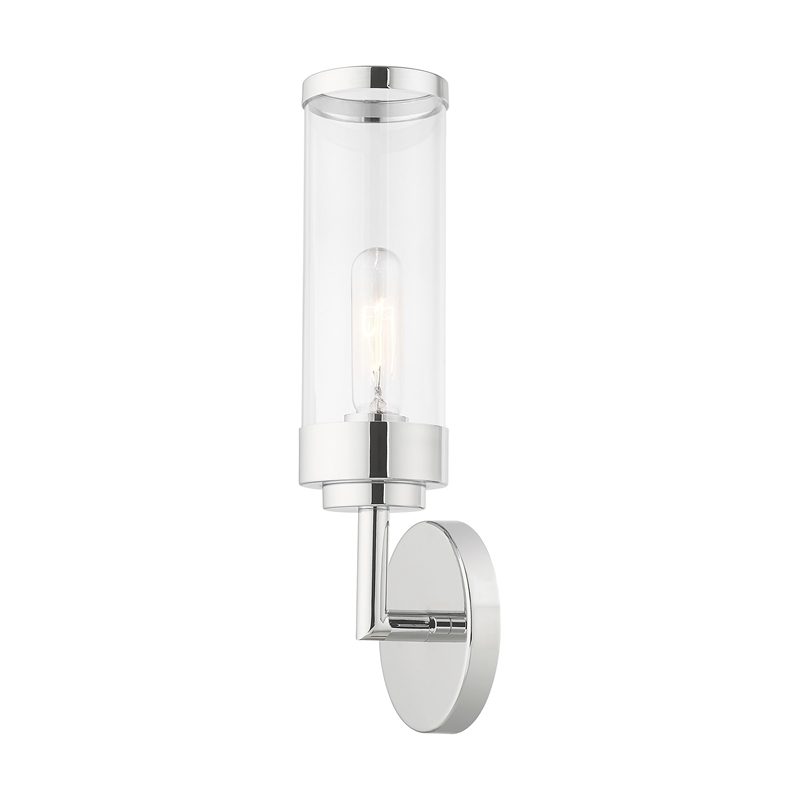 Livex Lighting Hillcrest 1-Light Modern Metal ADA Wall Sconce in Polished Chrome