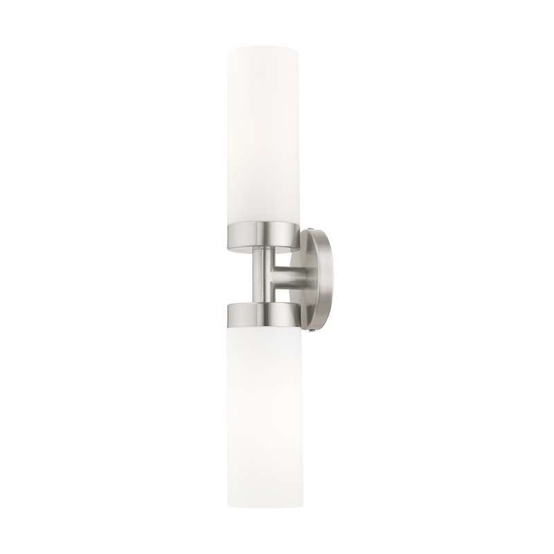 Livex Lighting Aero 2-Light Glass/Metal ADA Vanity Sconce in Brushed Nickel