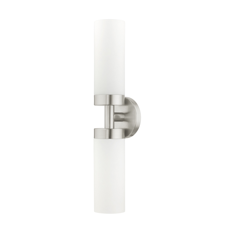 Livex Lighting Aero 2-Light Glass/Metal ADA Vanity Sconce in Brushed Nickel
