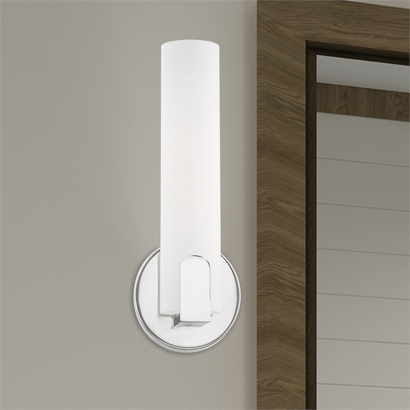 Livex Lighting Lund 8W LED Contemporary Metal ADA Wall Sconce in Polished Chrome