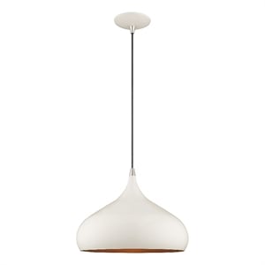 Livex Lighting Amador 75&quot 1-Light Metal Single Pendant in Shiny White