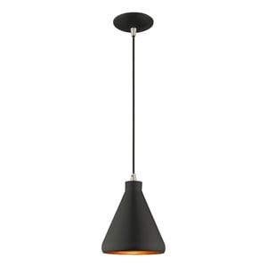 Livex Lighting Geneva 1-Light Contemporary Metal Single Pendant in Black