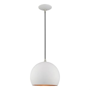 Livex Lighting 1-Light Modern Metal Single Pendant with Shade in White