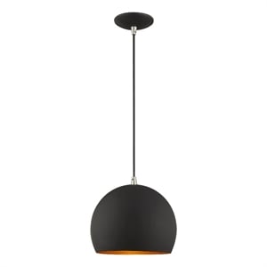Livex Lighting 1-Light Modern Metal Single Pendant with Shade in Black