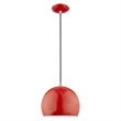 Livex Lighting 1-Light Modern Metal Single Pendant with Shade in Shiny Red