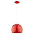 Livex Lighting 1-Light Modern Metal Single Pendant with Shade in Shiny Red
