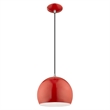 Livex Lighting 1-Light Modern Metal Single Pendant with Shade in Shiny Red