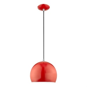 Livex Lighting 1-Light Modern Metal Single Pendant with Shade in Shiny Red