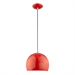 Livex Lighting 1-Light Modern Metal Single Pendant with Shade in Shiny Red