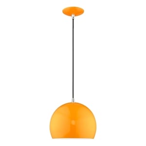 Livex Lighting 1-Light Modern Metal Single Pendant with Shade in Shiny Orange