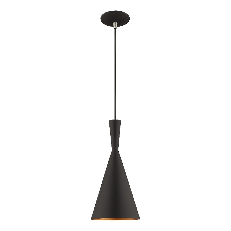 Livex Lighting Waldorf 1-Light Modern Metal Single Pendant in Black