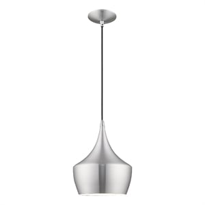 Livex Lighting Waldorf 1-Light Metal Single Pendant in Brushed Aluminum