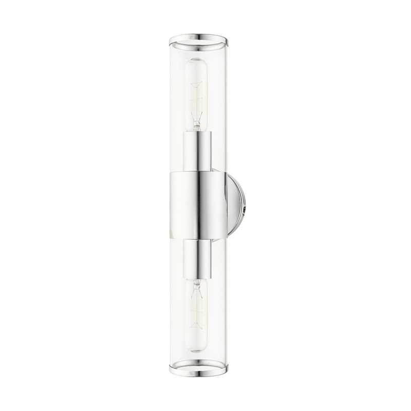 Livex Lighting Banca 2-Light Metal & Glass ADA Vanity Sconce in Polished Chrome