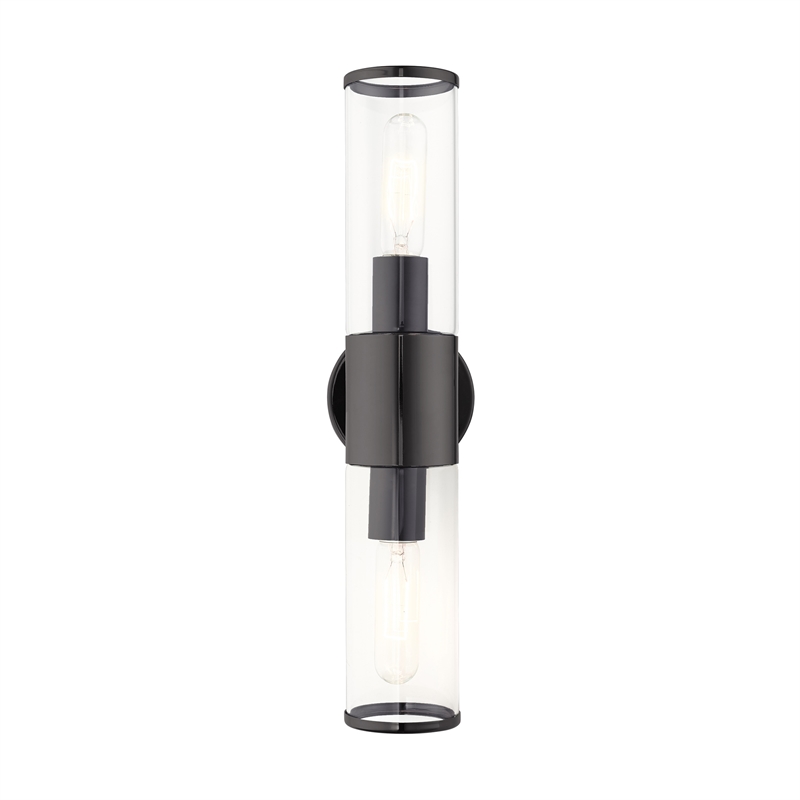 Livex Lighting Banca 2-Light Metal & Glass ADA Vanity Sconce in Black Chrome